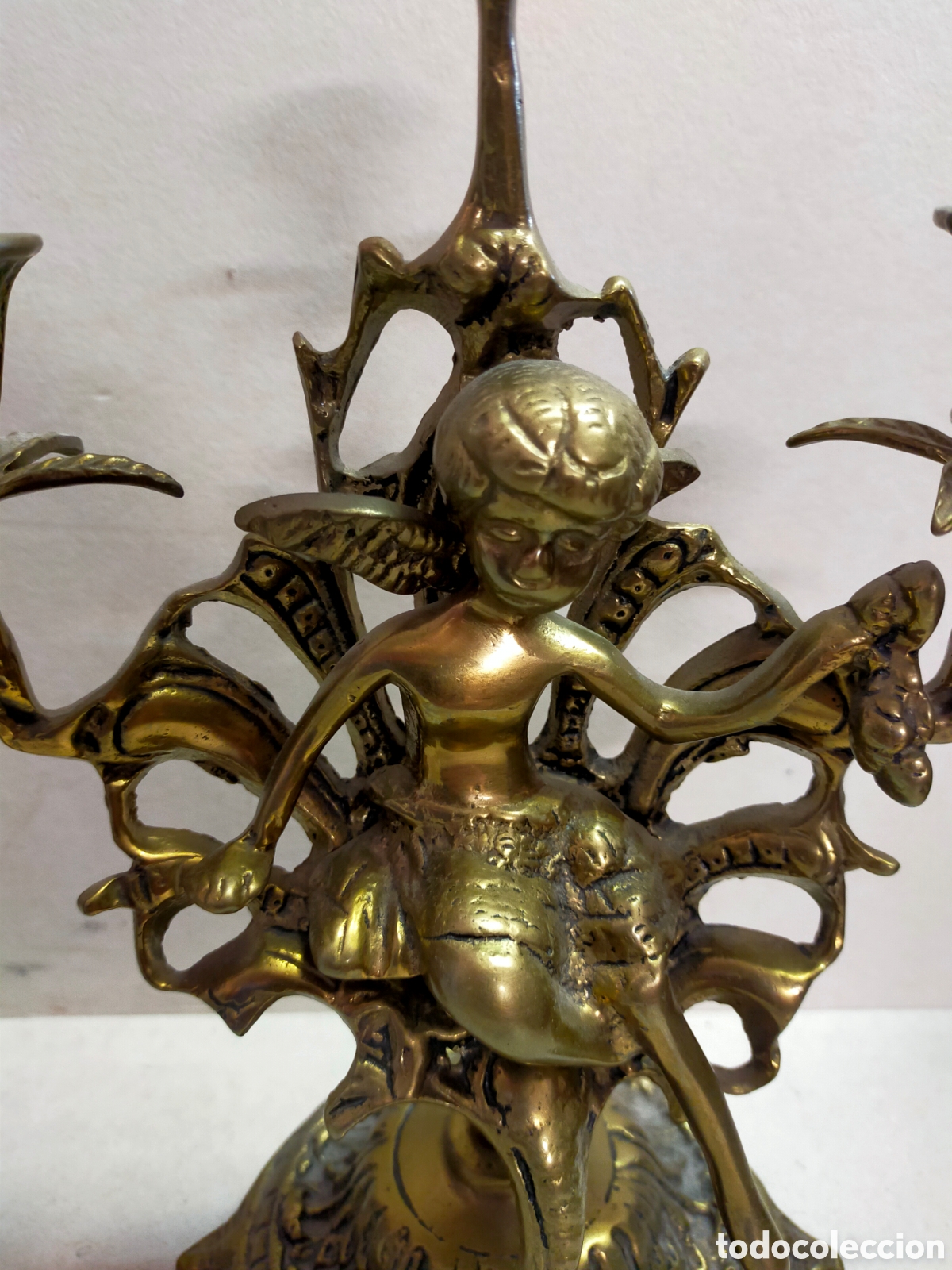 Antig&uuml;edades: PAREJA DE CANDELABROS EN BRONCE. 3 LUCES. - Foto 11