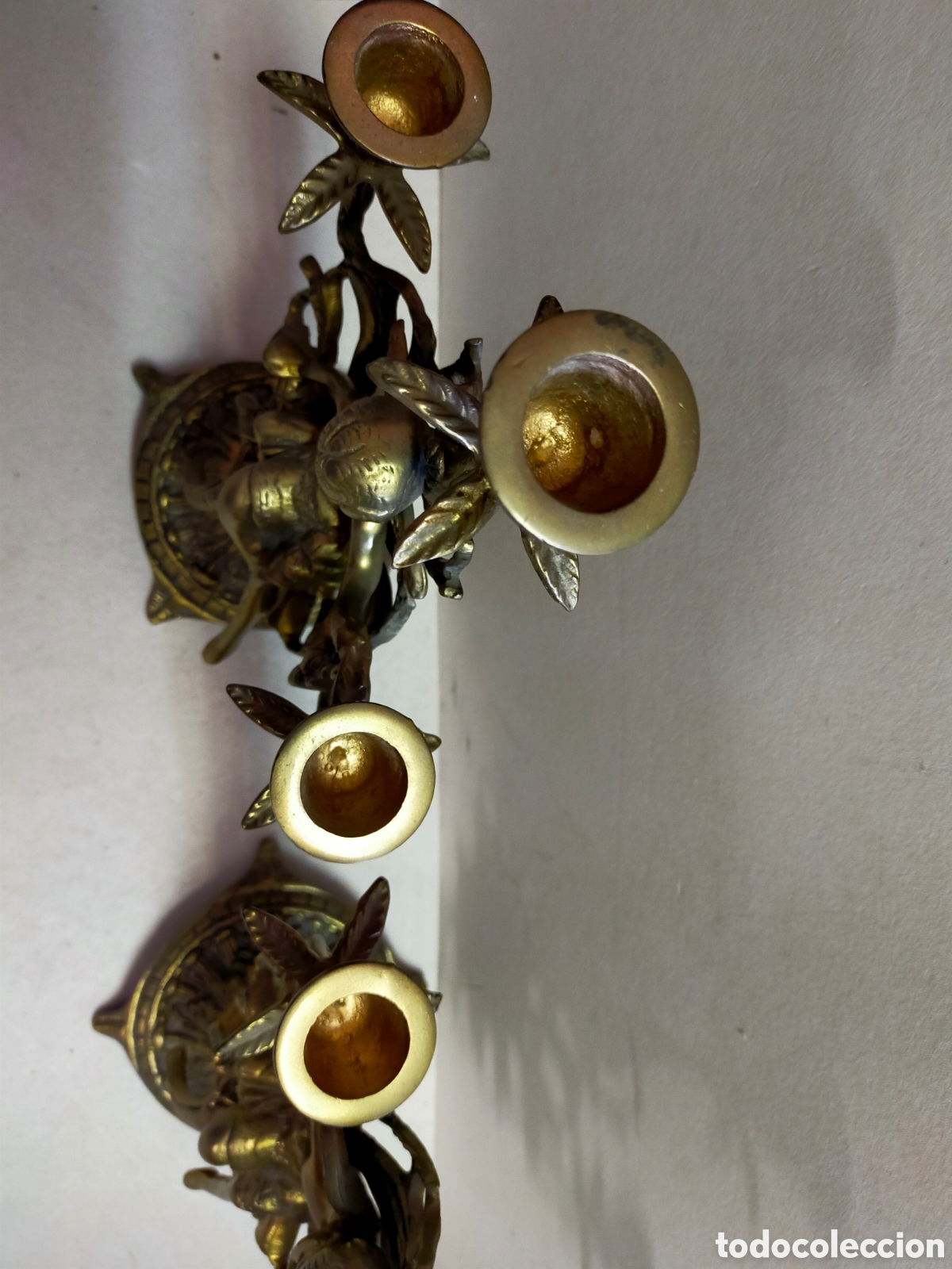 Antig&uuml;edades: PAREJA DE CANDELABROS EN BRONCE. 3 LUCES. - Foto 12