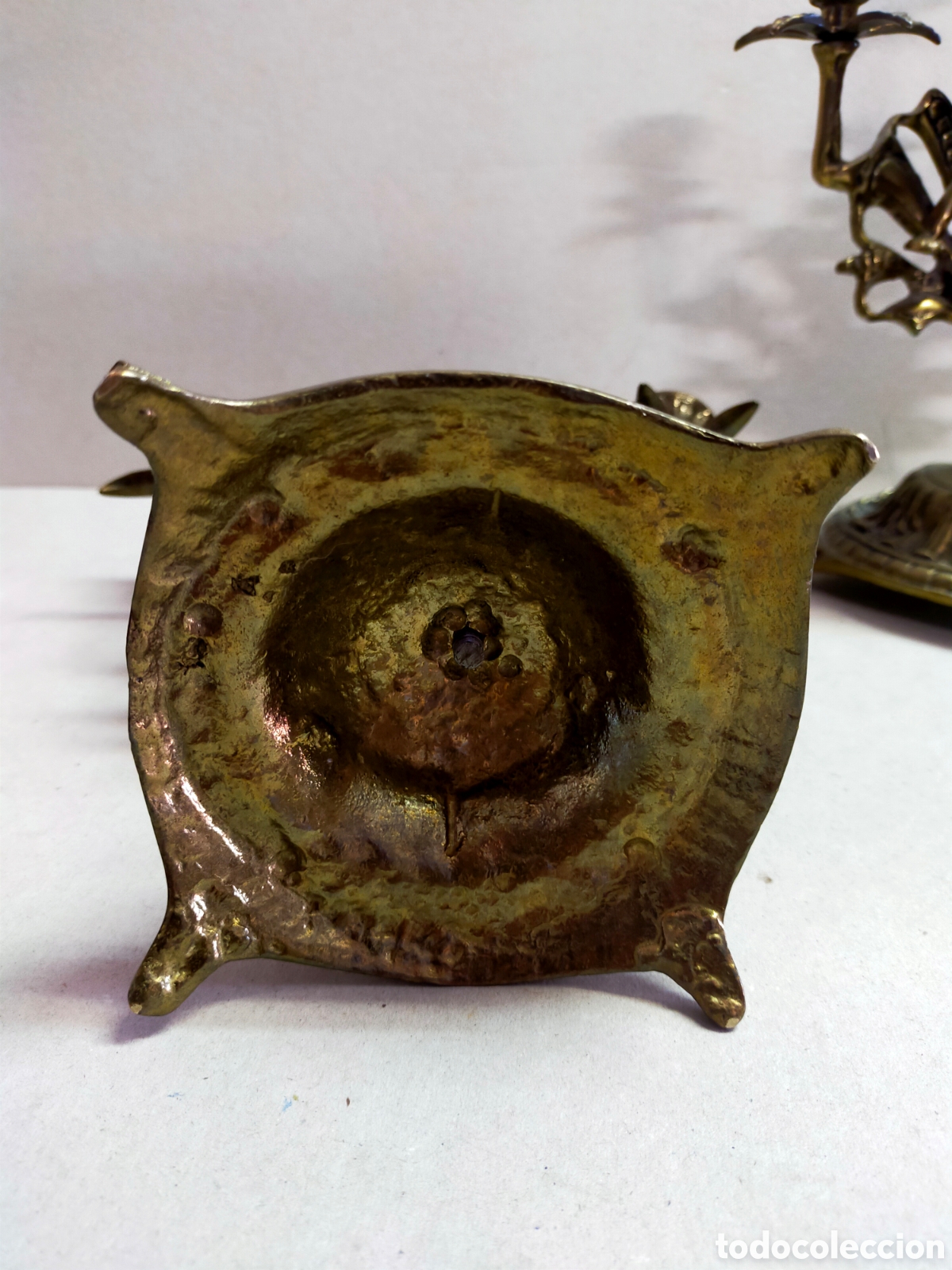 Antig&uuml;edades: PAREJA DE CANDELABROS EN BRONCE. 3 LUCES. - Foto 14