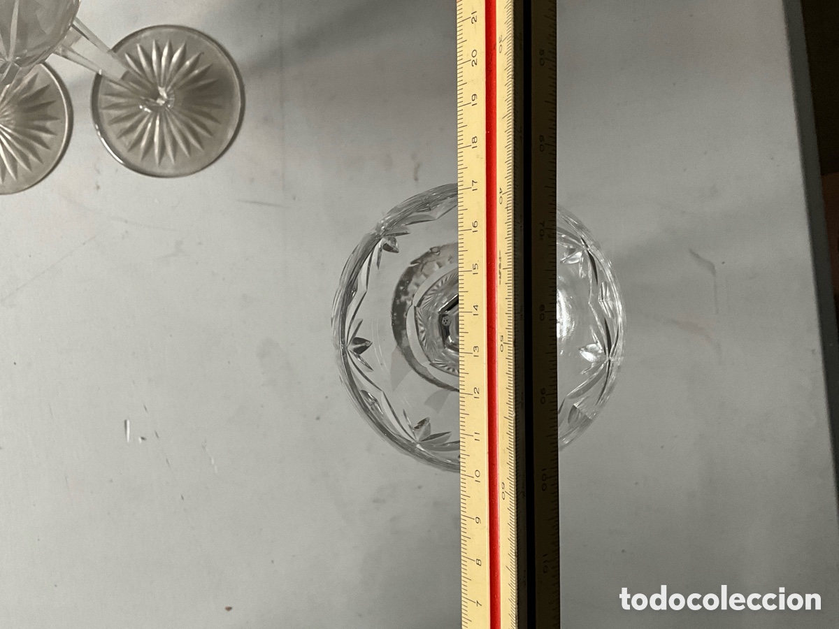 Antig&uuml;edades: Juego de 9 copas de cristal tallado - Foto 4