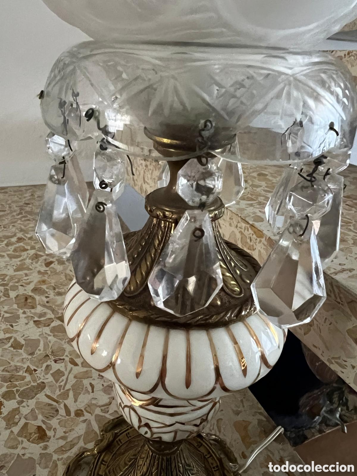 Antig&uuml;edades: Lampara Porcelana esmaltada y bronce - Foto 3