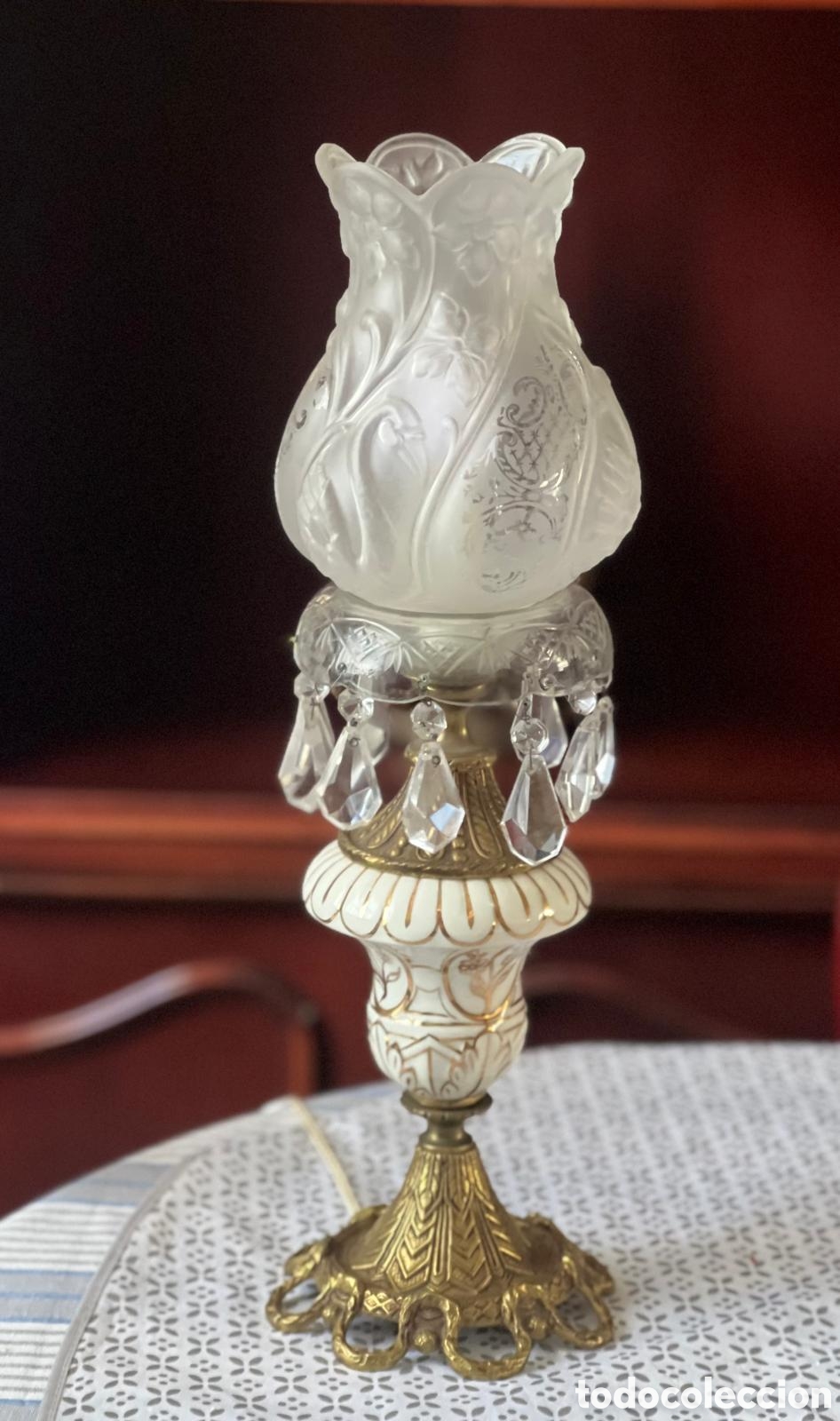 Antig&uuml;edades: Lampara Porcelana esmaltada y bronce - Foto 1