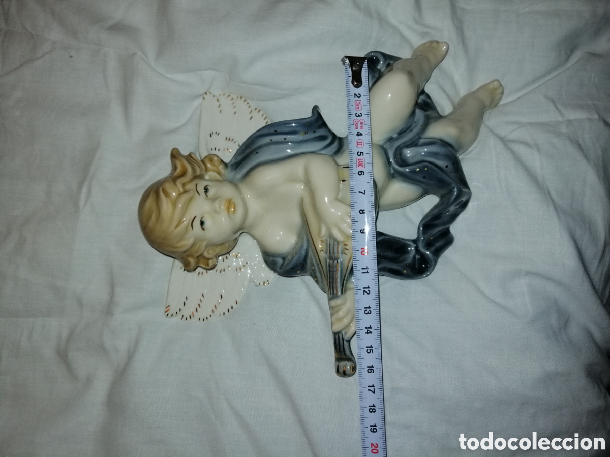 Antig&uuml;edades: Angel angelito querub&iacute;n con laud mirete - Foto 5