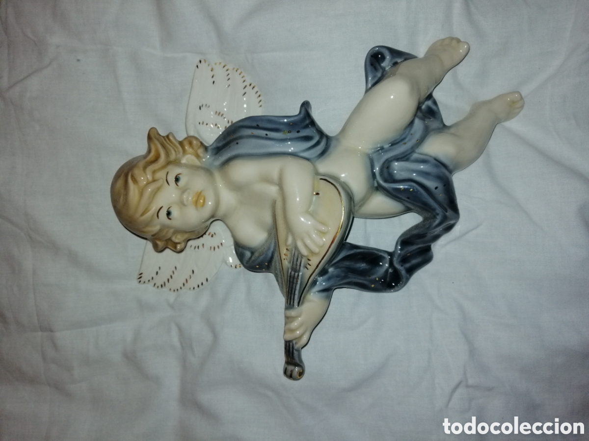 Antig&uuml;edades: Angel angelito querub&iacute;n con laud mirete - Foto 1