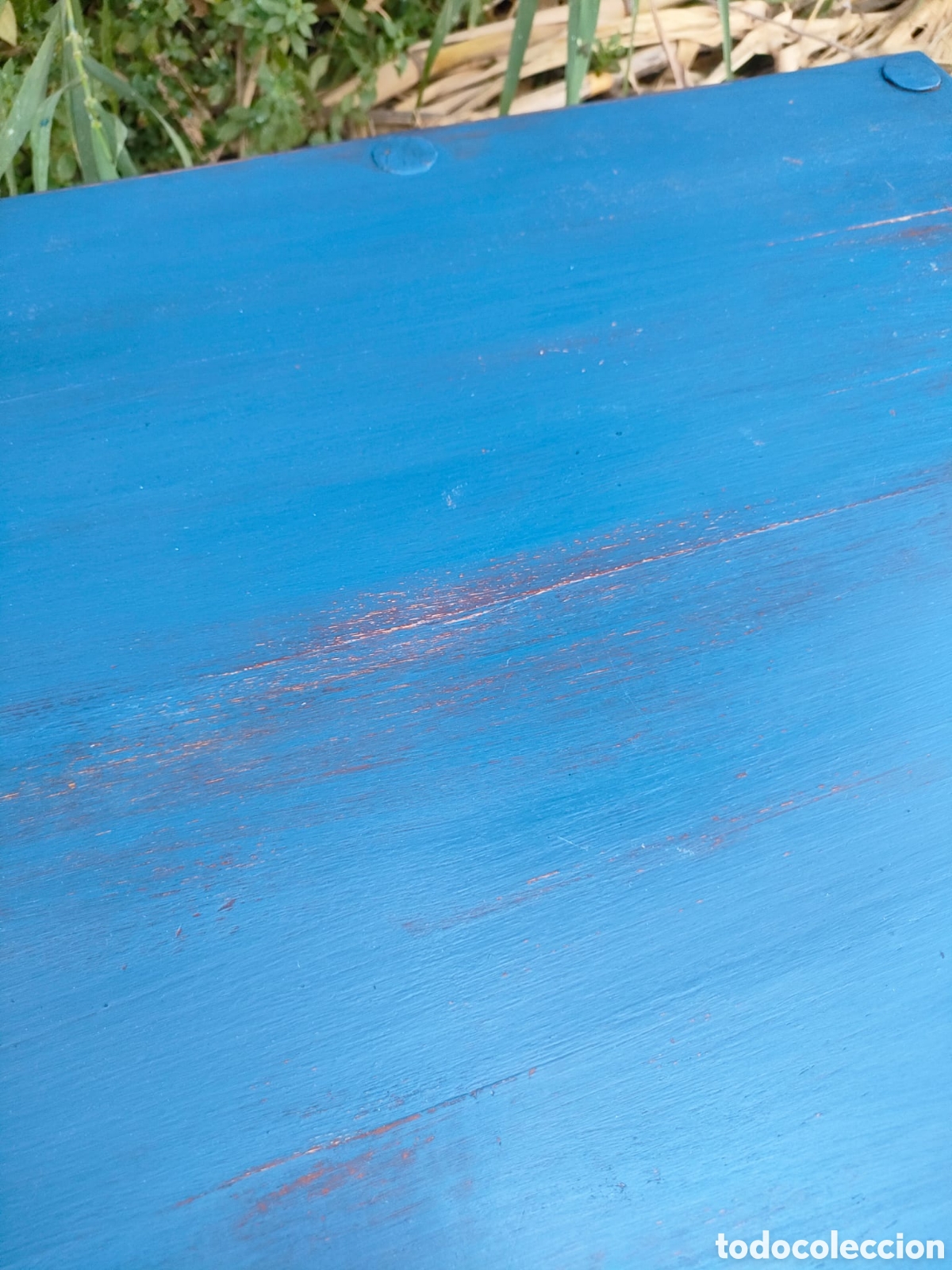 Antig&uuml;edades: Mesa Indian azul decapado 60*60 - Foto 3