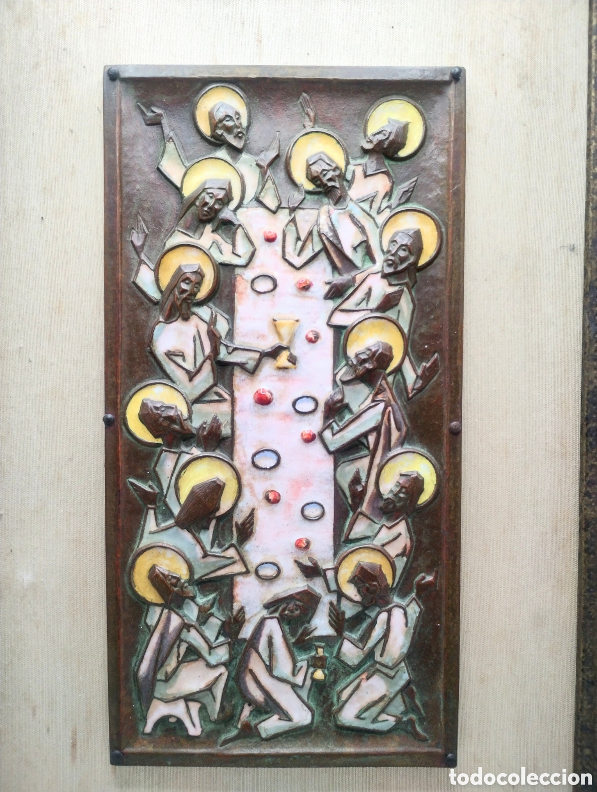 Antig&uuml;edades: La Santa Cena en bronce con esmaltes - Foto 2
