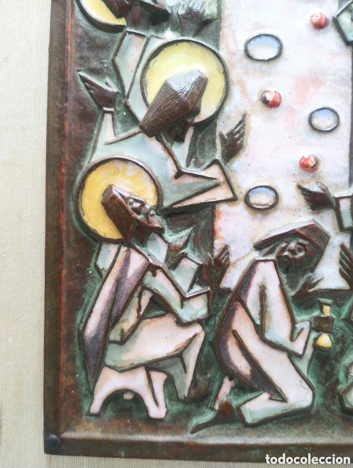 Antig&uuml;edades: La Santa Cena en bronce con esmaltes - Foto 3