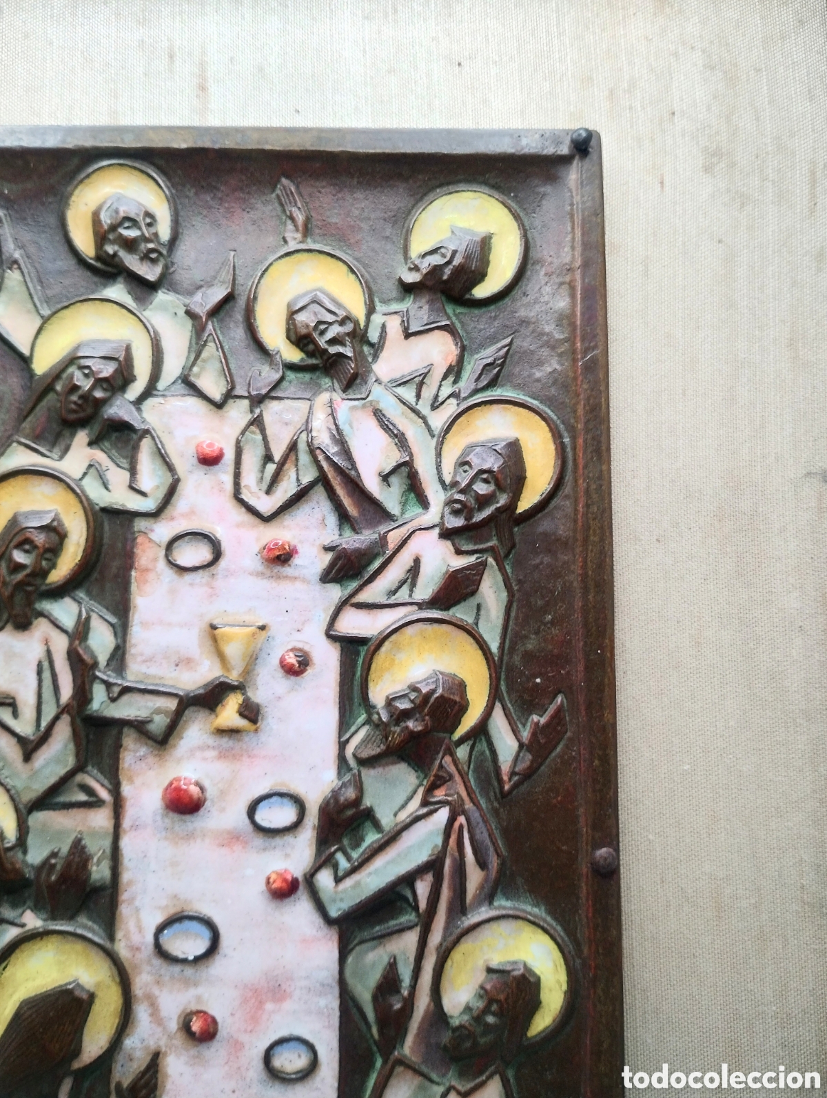 Antig&uuml;edades: La Santa Cena en bronce con esmaltes - Foto 5