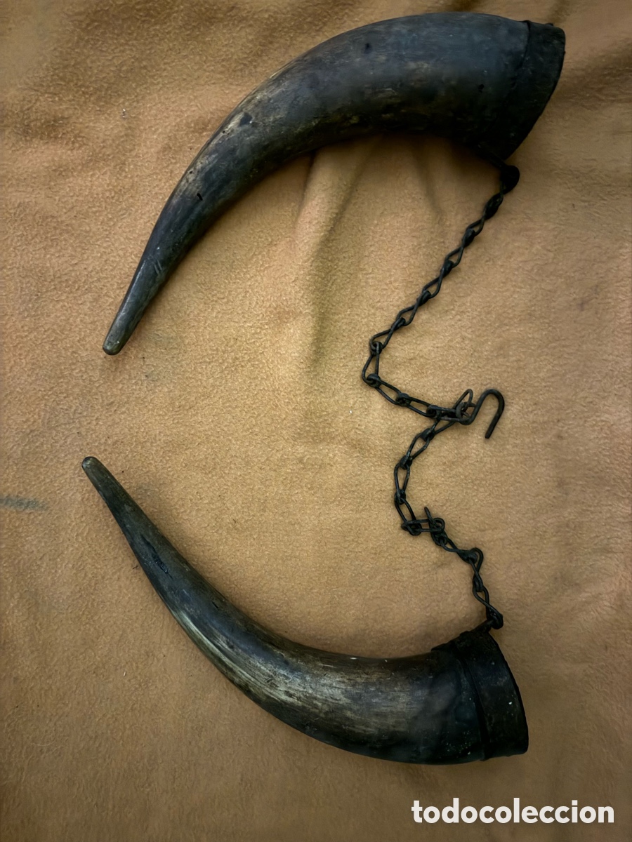 Antig&uuml;edades: Cuernos antiguos con cadena - Foto 2