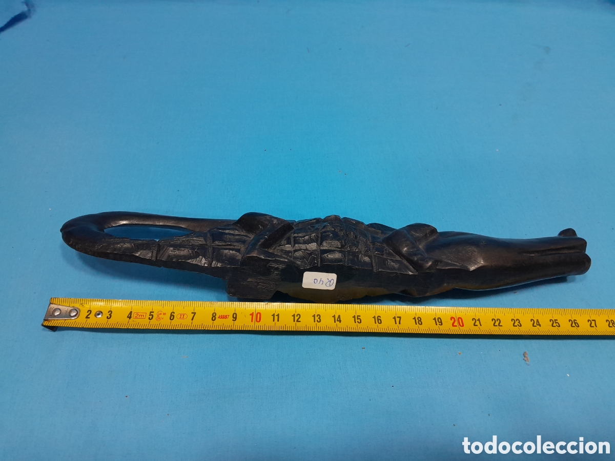 Antig&uuml;edades: COCODRILO TALLADO A MANO EN MADERA NEGRA - Foto 7