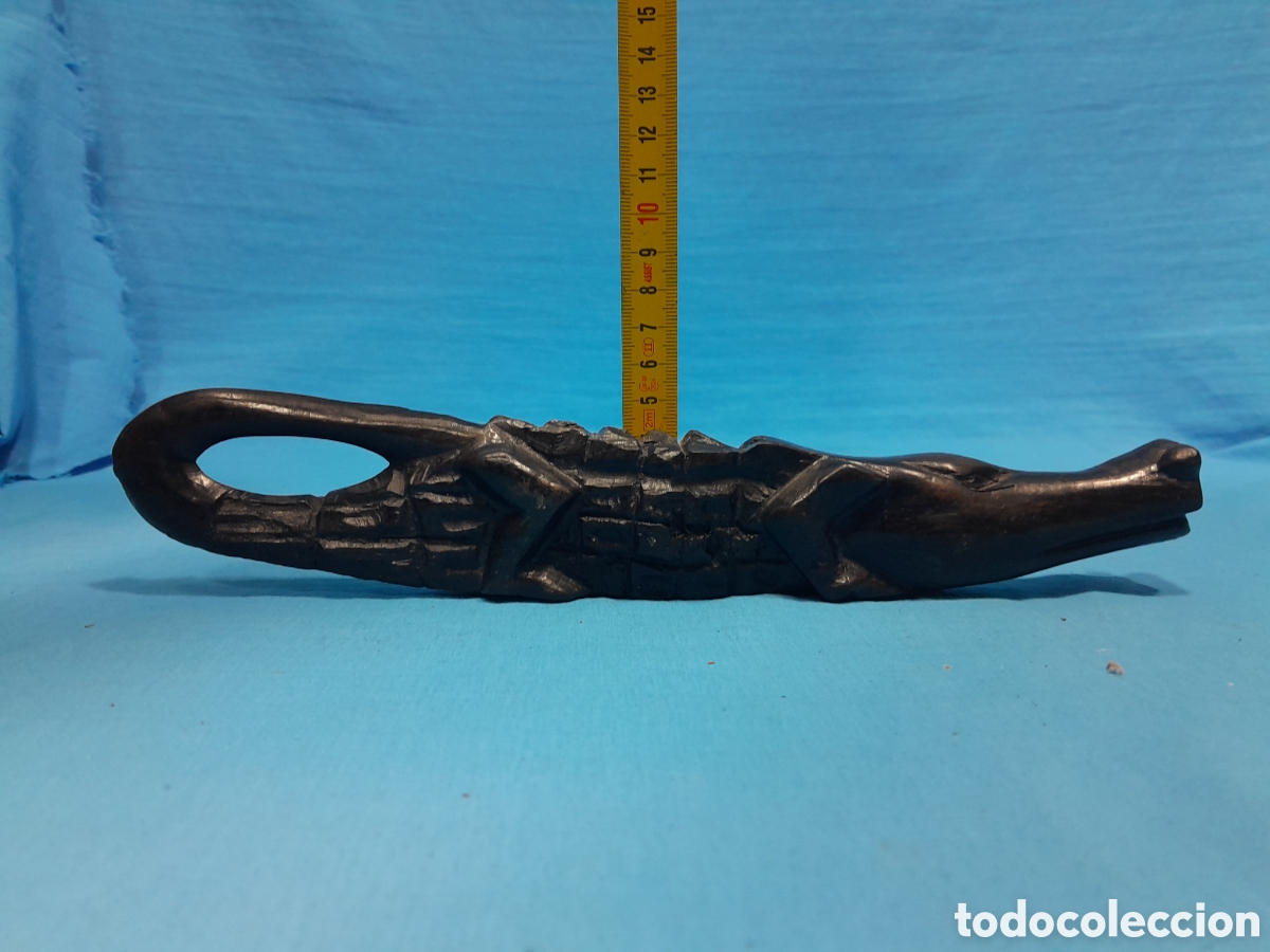 Antig&uuml;edades: COCODRILO TALLADO A MANO EN MADERA NEGRA - Foto 8
