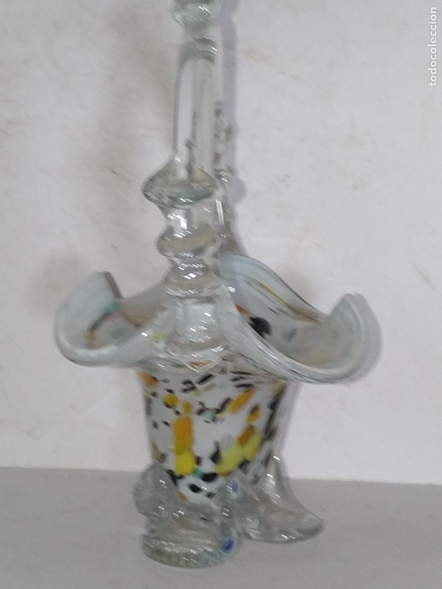 Antig&uuml;edades: Cesta cristal jaspeado de Murano - Foto 3
