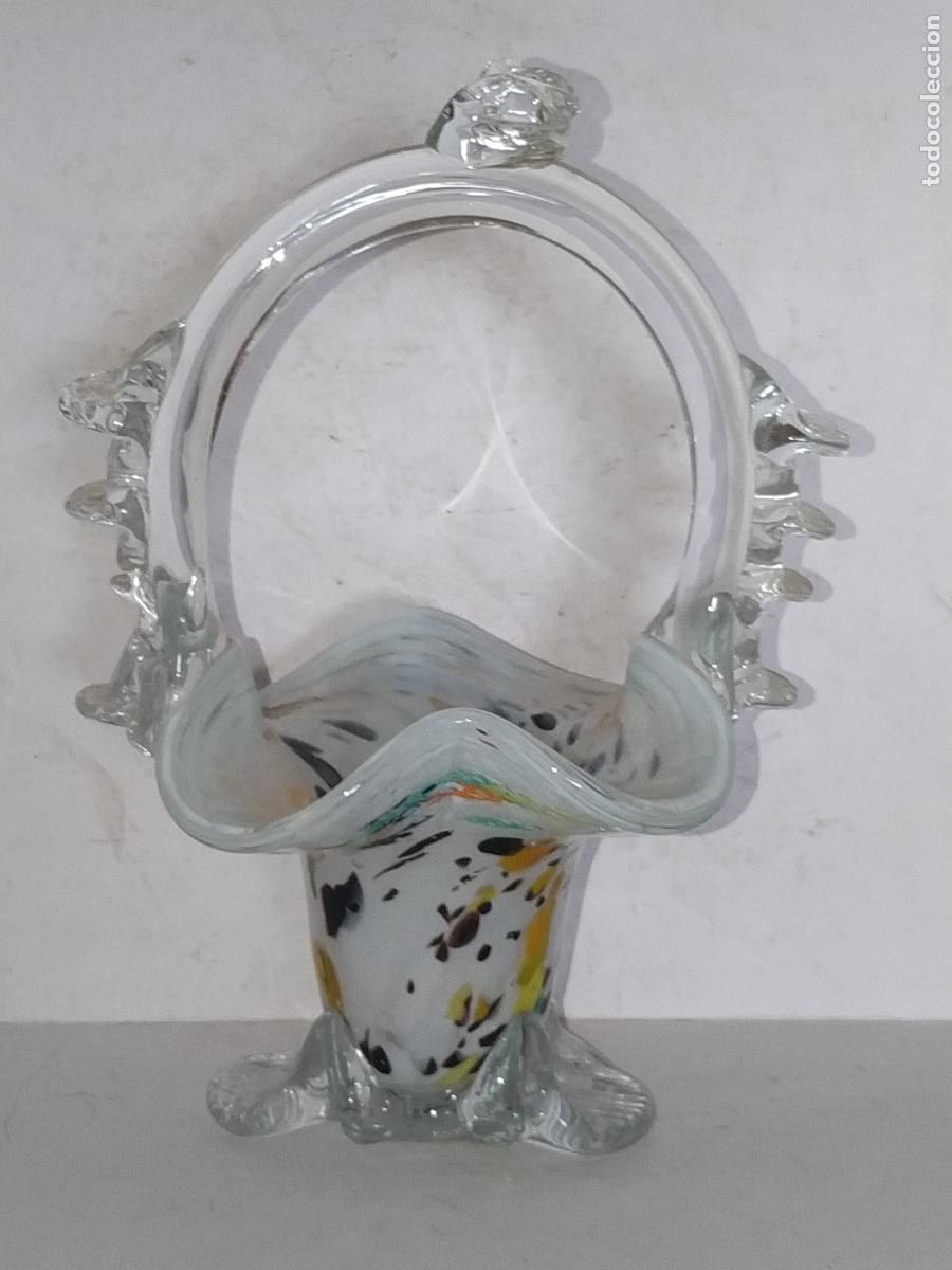 Antig&uuml;edades: Cesta cristal jaspeado de Murano - Foto 4
