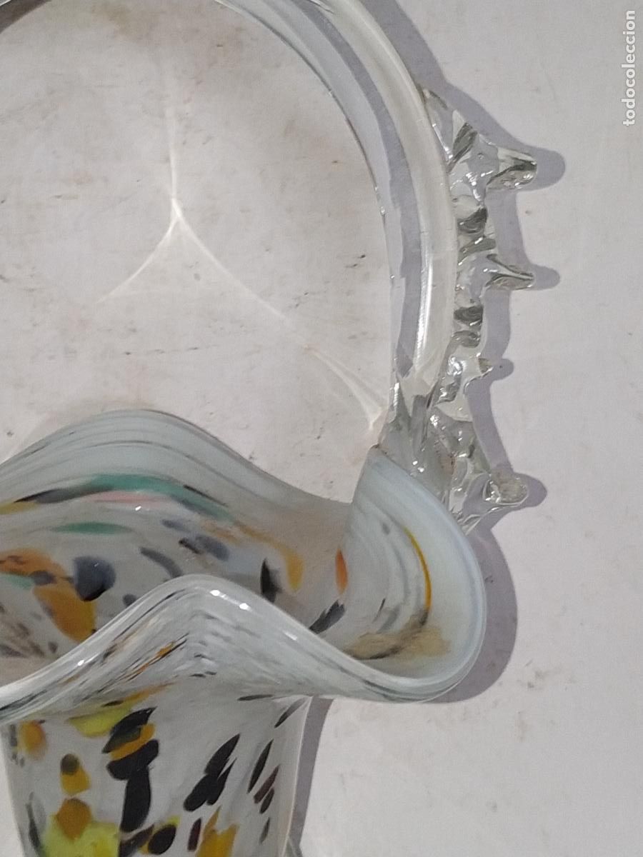 Antig&uuml;edades: Cesta cristal jaspeado de Murano - Foto 5