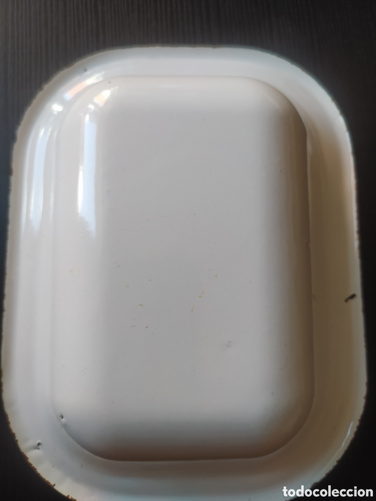 Antig&uuml;edades: Bandeja de hierro esmaltado blanco - Foto 2