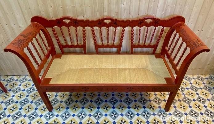 Antig&uuml;edades: Antiguo sof&aacute; de enea decorado a mano - Foto 2