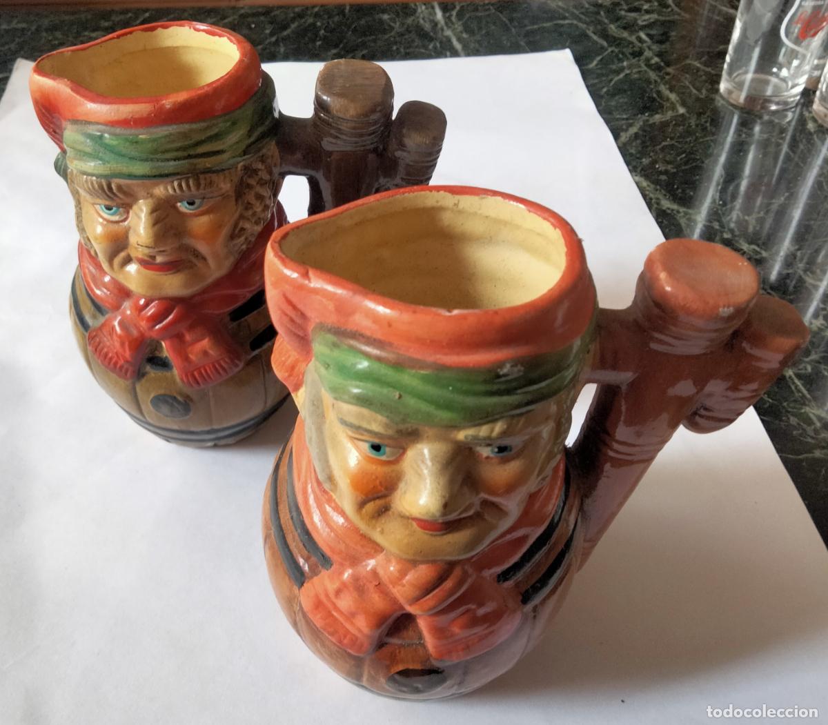 Antig&uuml;edades: Dos jarras forma de tonel con cara. - Foto 1