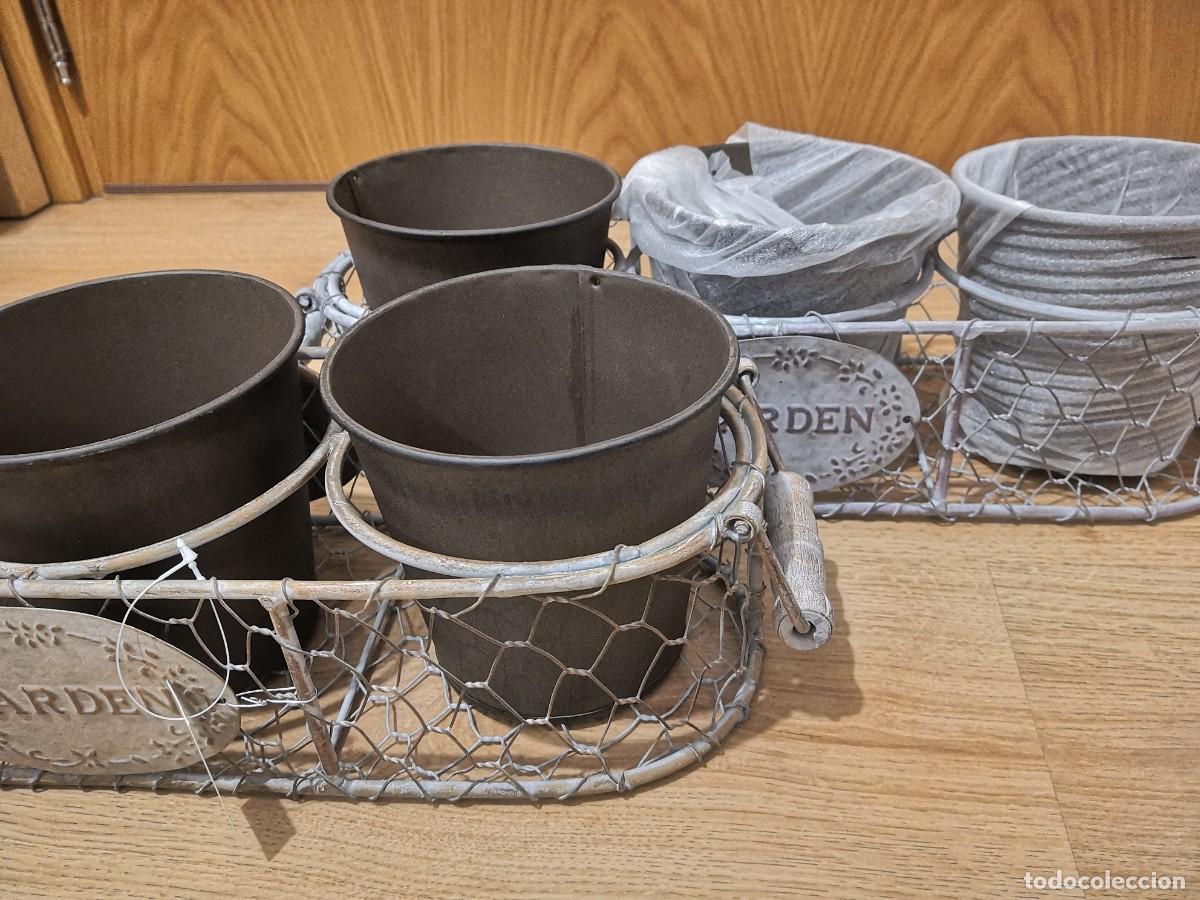Antig&uuml;edades: JARDINERA MACETERO NUEVA TRES MACETAS - Foto 3