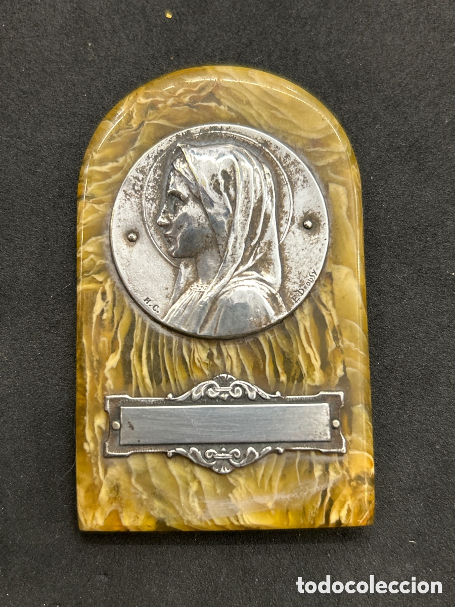 Antig&uuml;edades: Cuadrito de pie con imagen vergen, medalla E.dropsy plata - Foto 1
