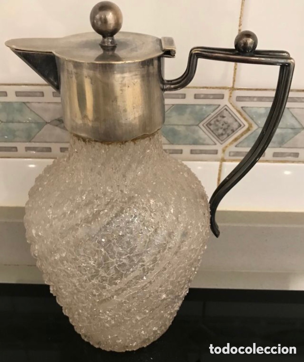 Antig&uuml;edades: Jarra cristal y metal - Foto 3