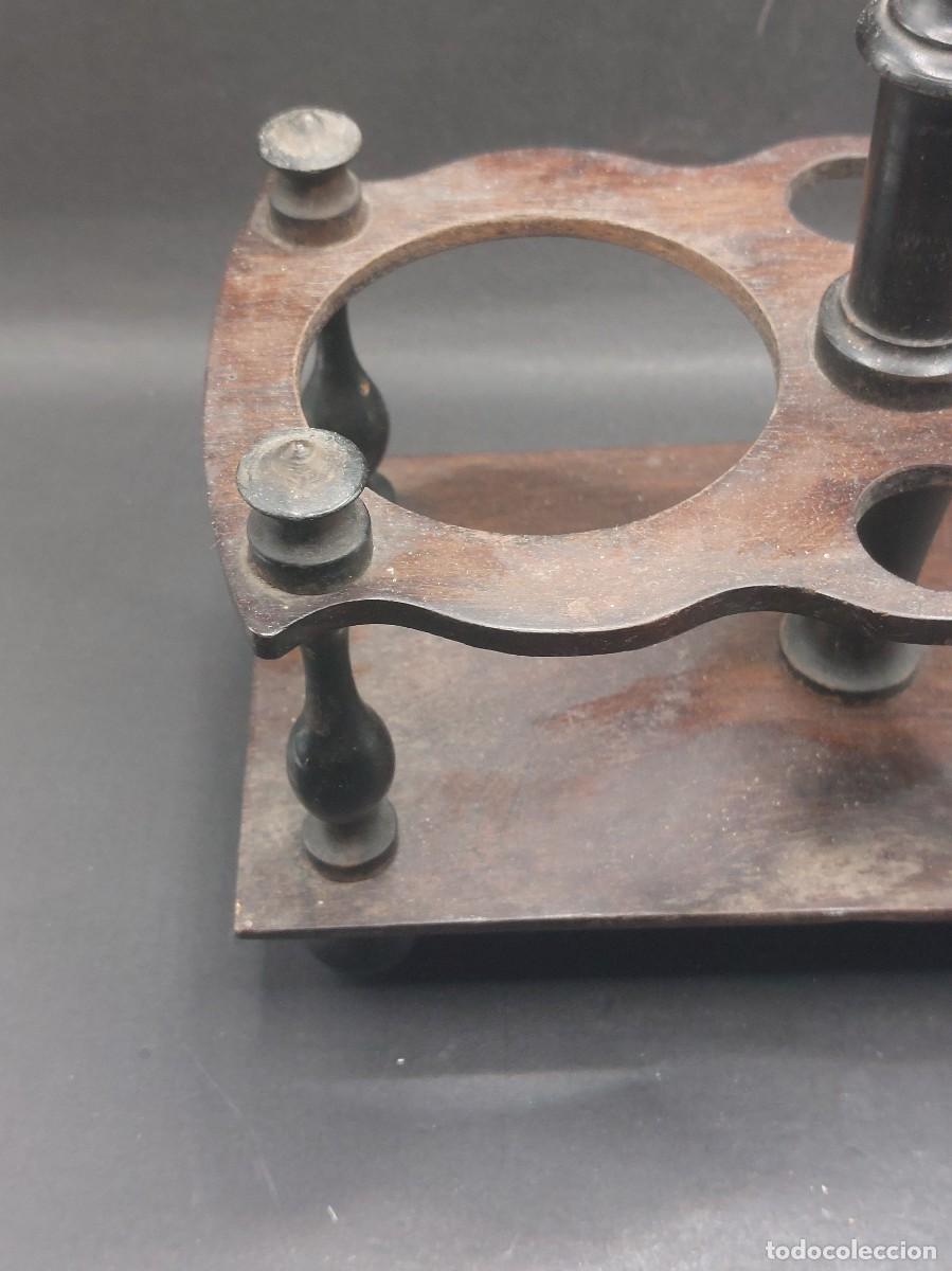 Antig&uuml;edades: SOPORTE ACEITERA Y VINAGRERA DE MADERA - Foto 3