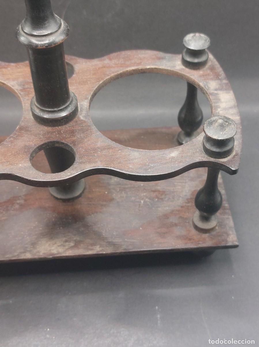 Antig&uuml;edades: SOPORTE ACEITERA Y VINAGRERA DE MADERA - Foto 4