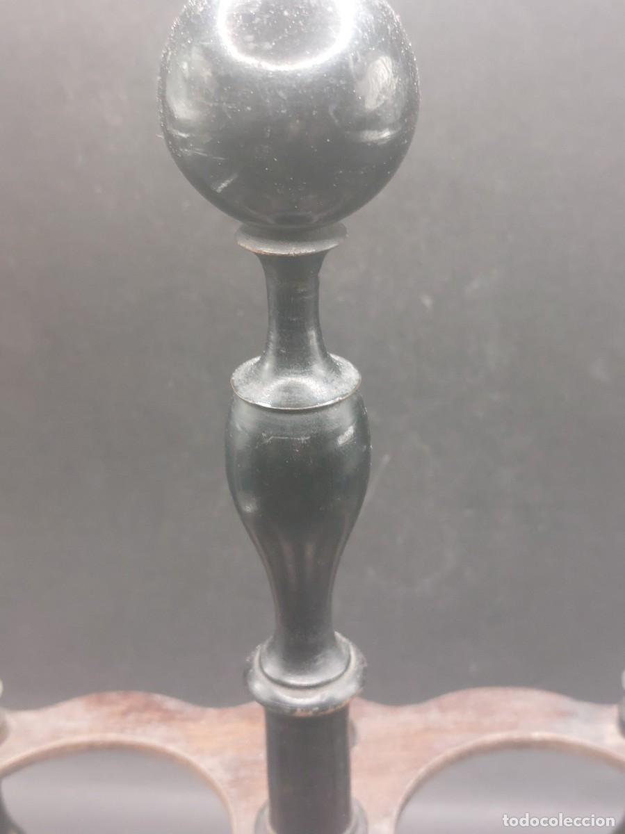 Antig&uuml;edades: SOPORTE ACEITERA Y VINAGRERA DE MADERA - Foto 5