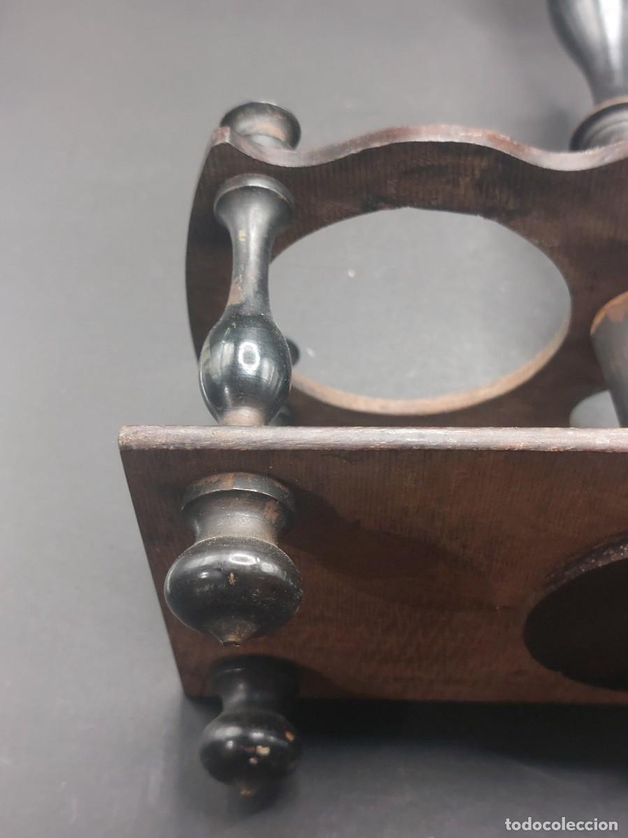Antig&uuml;edades: SOPORTE ACEITERA Y VINAGRERA DE MADERA - Foto 8
