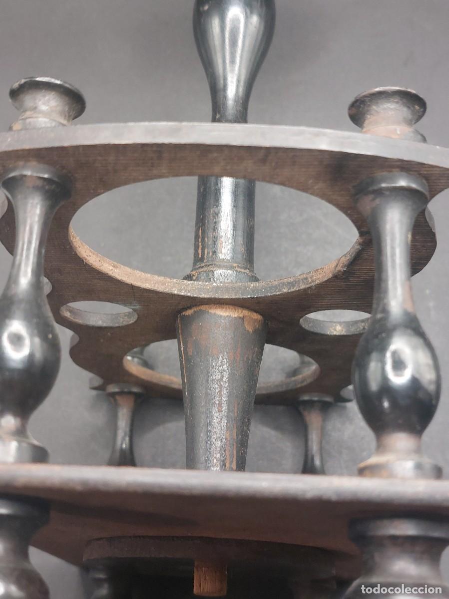 Antig&uuml;edades: SOPORTE ACEITERA Y VINAGRERA DE MADERA - Foto 9