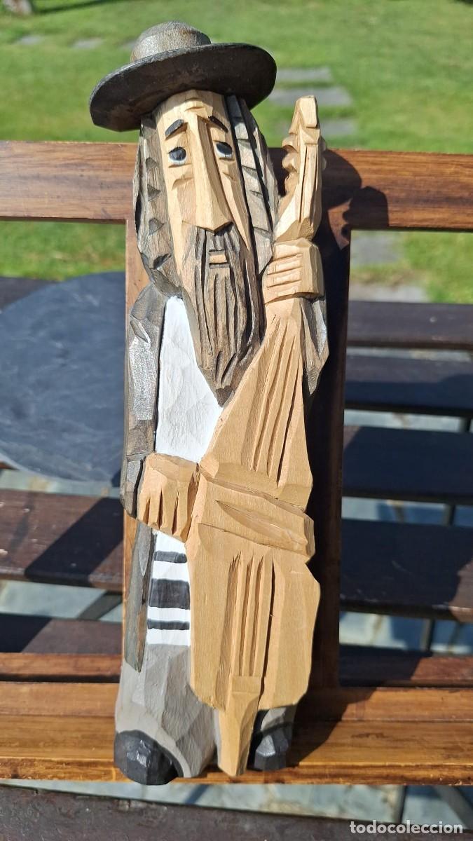 Antig&uuml;edades: Talla de Madera El Jud&iacute;o Errante Jerusalem - Foto 3