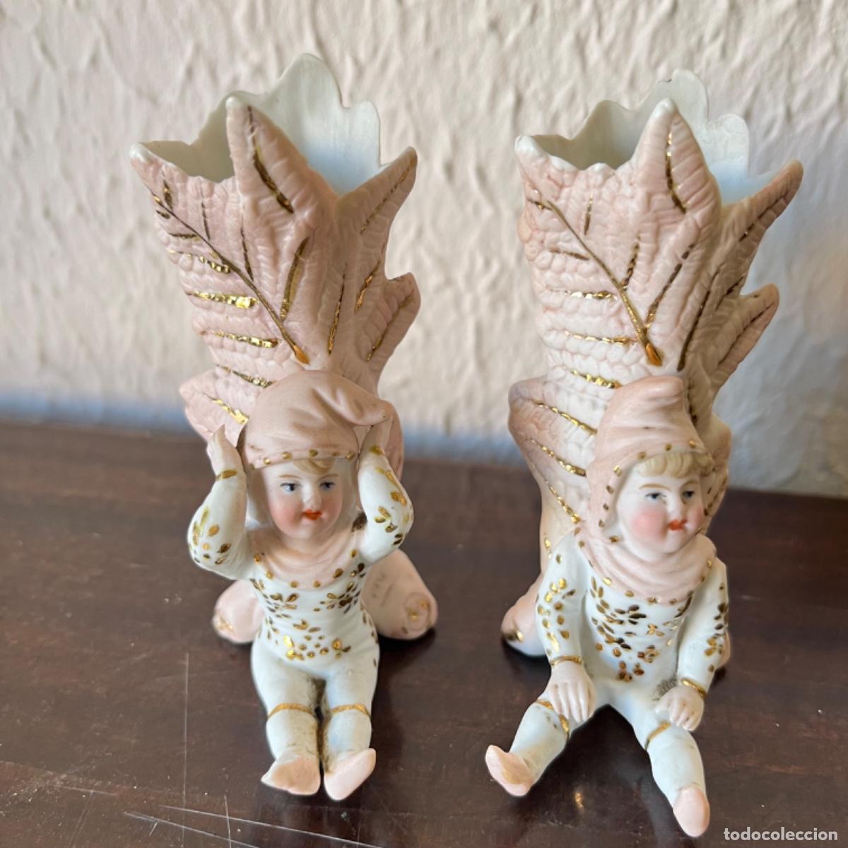 Antig&uuml;edades: Pareja de violeteros ni&ntilde;o biscuit - Foto 1