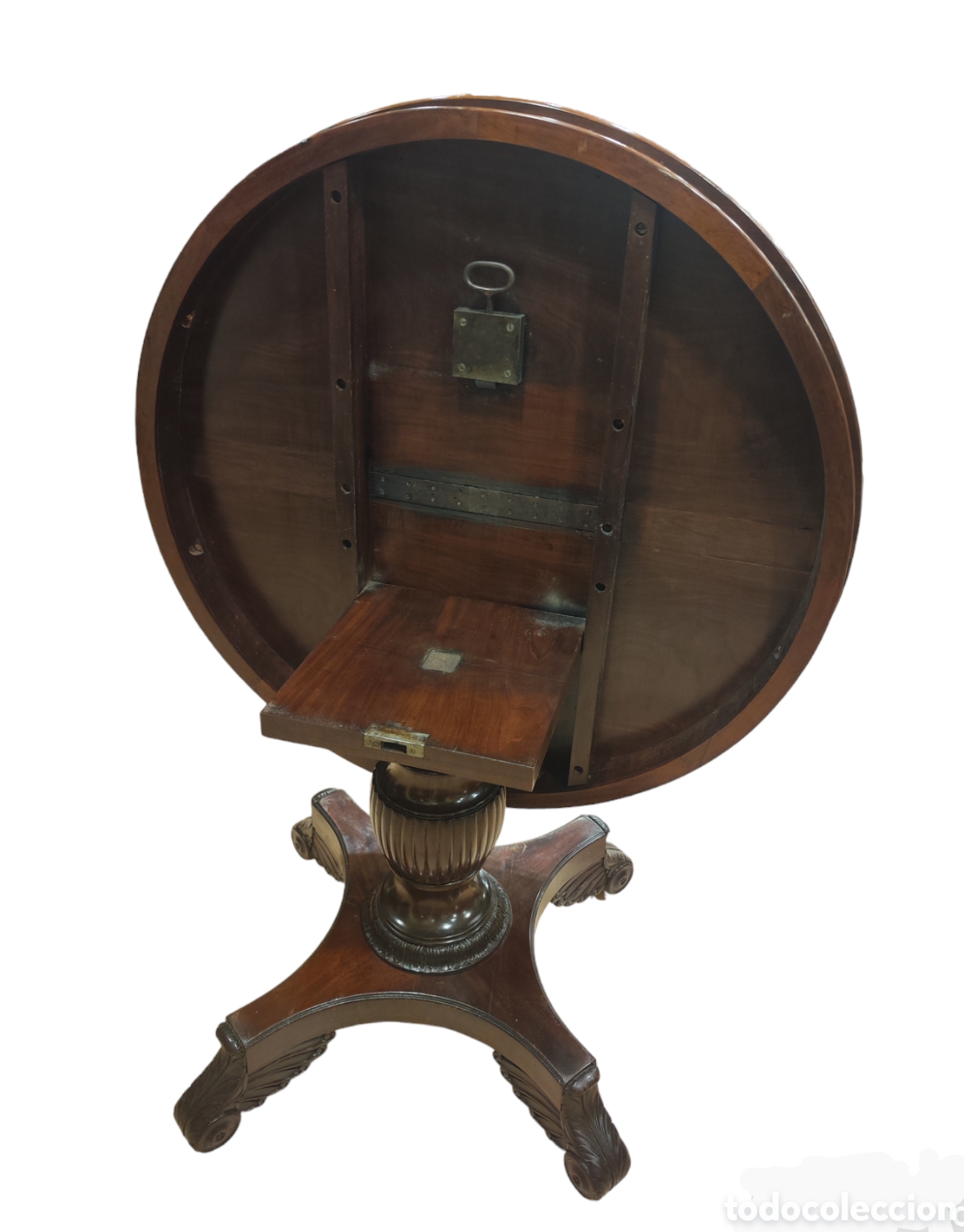 Antig&uuml;edades: Mesa antigua abatible en madera de caoba. - Foto 7
