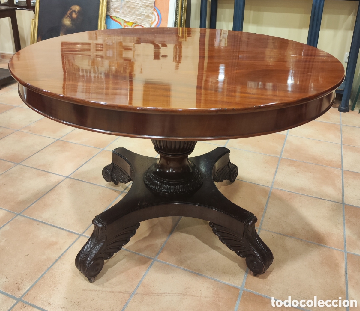 Antig&uuml;edades: Mesa antigua abatible en madera de caoba. - Foto 10