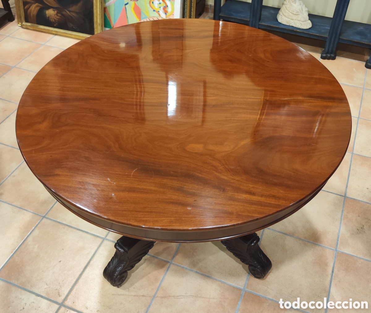 Antig&uuml;edades: Mesa antigua abatible en madera de caoba. - Foto 11