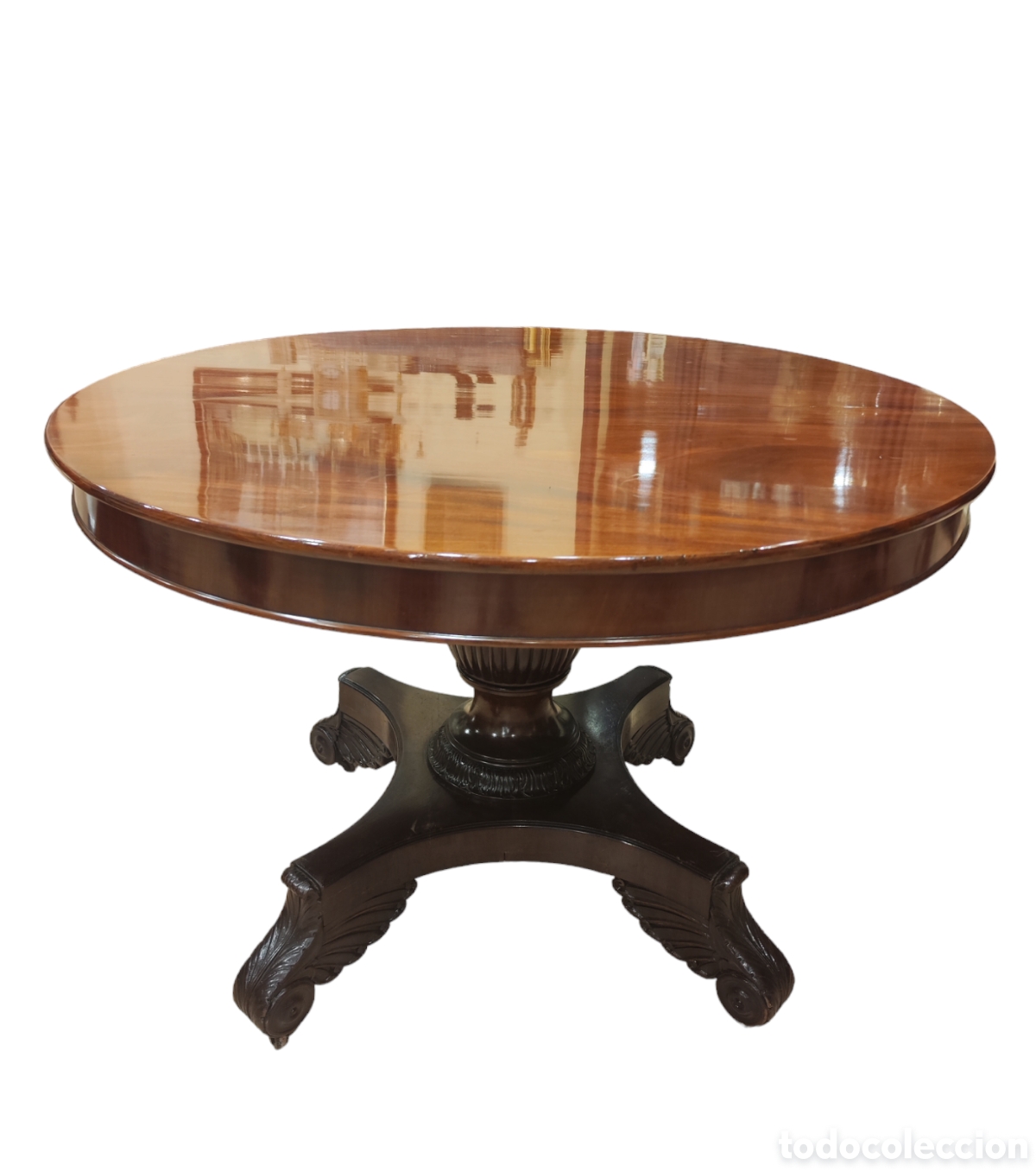 Antig&uuml;edades: Mesa antigua abatible en madera de caoba. - Foto 1