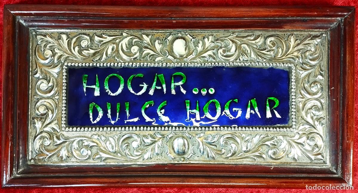 Antig&uuml;edades: HOGAR DULCE HOGAR. PANEL MURAL. PLATA ESMALTADA. MADERA. ESPA&Ntilde;A. CIRCA 1950 - Foto 1