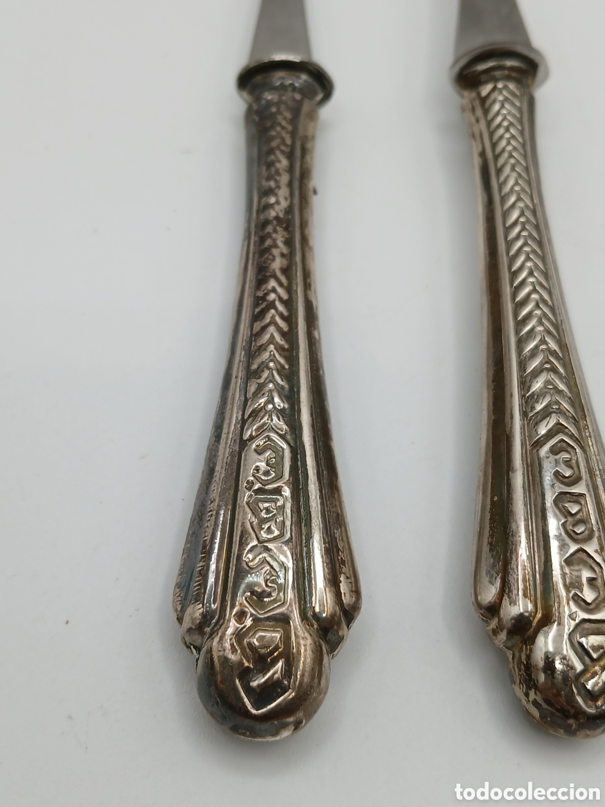 Antig&uuml;edades: Cuchara y tenedor mango plata 925mls - Foto 3