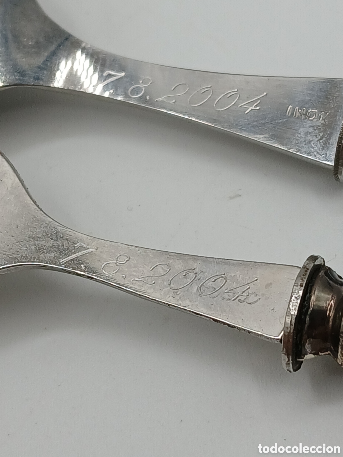 Antig&uuml;edades: Cuchara y tenedor mango plata 925mls - Foto 6