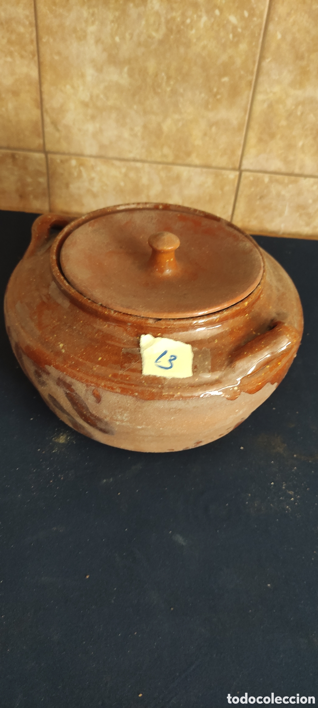 Antig&uuml;edades: Antigua olla con tapa de barro - Foto 6
