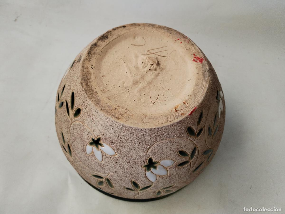 Antig&uuml;edades: macetero en ceramica vidriada verde - Foto 4