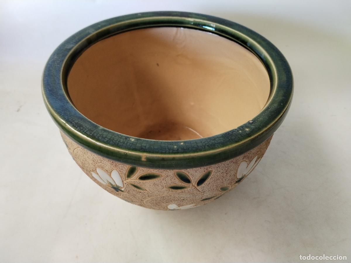 Antig&uuml;edades: macetero en ceramica vidriada verde - Foto 8
