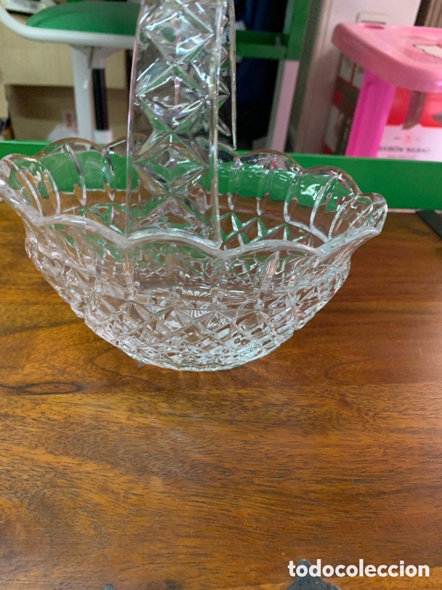 Antig&uuml;edades: 02_ centro de mesa de cristal frutero - Foto 2