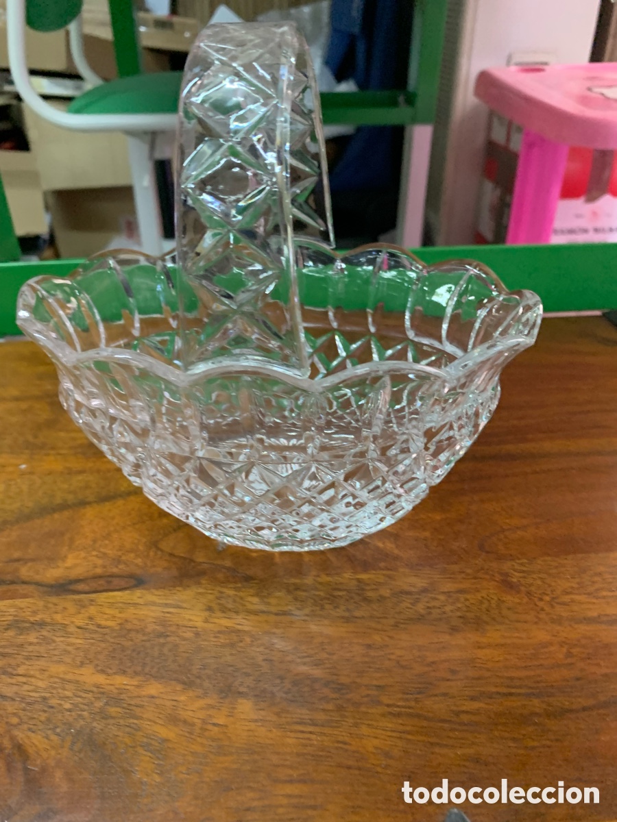 Antig&uuml;edades: 02_ centro de mesa de cristal frutero - Foto 1