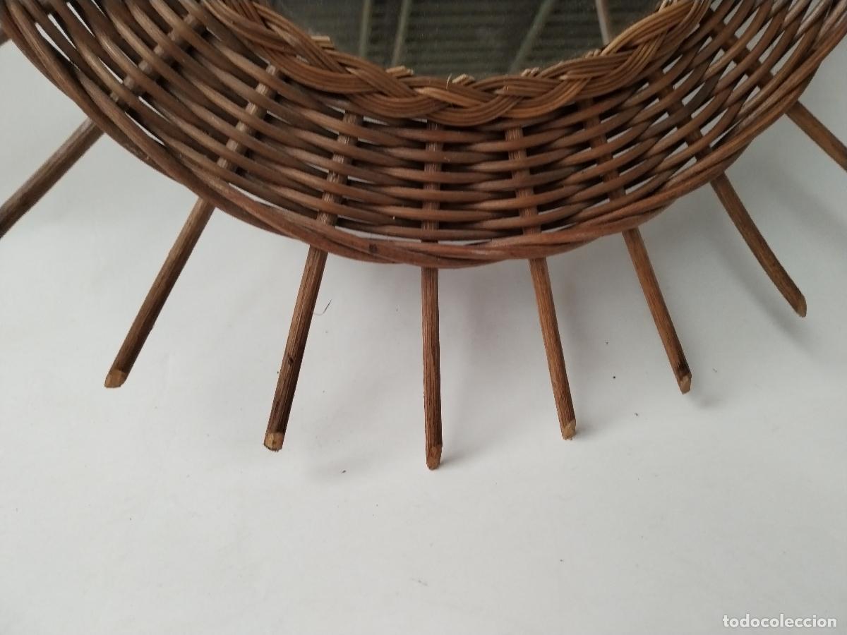 Antig&uuml;edades: espejo sol mimbre bamb&uacute; - Foto 2