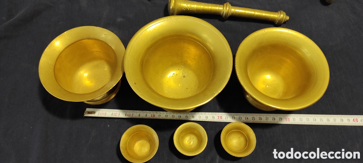 Antig&uuml;edades: Lote de seis almireces / morteros de bronce - Foto 17