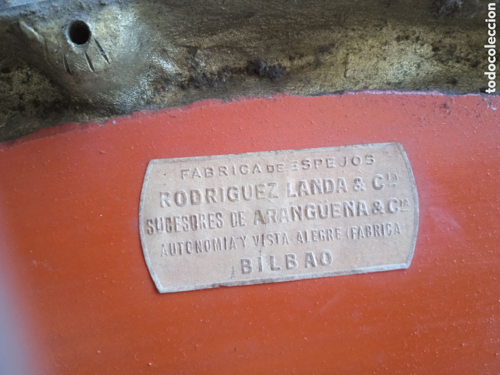 Antig&uuml;edades: ESPEJO DE TOCADOR OVALADO, BISELADO CON MARCO DE BRONCE. S. XIX - Foto 7