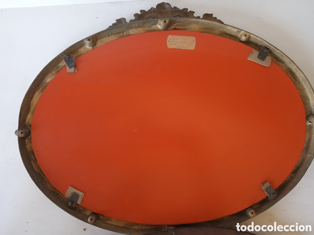 Antig&uuml;edades: ESPEJO DE TOCADOR OVALADO, BISELADO CON MARCO DE BRONCE. S. XIX - Foto 8