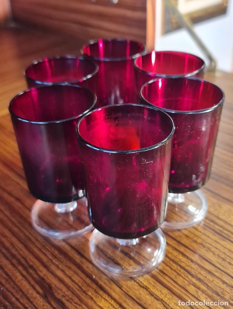 Antig&uuml;edades: 6 Copas ruby de Luminarc de Arcopal para Oporto - Foto 1