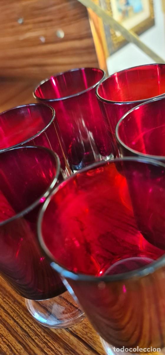 Antig&uuml;edades: 6 Copas ruby de Luminarc de Arcopal para Oporto - Foto 5
