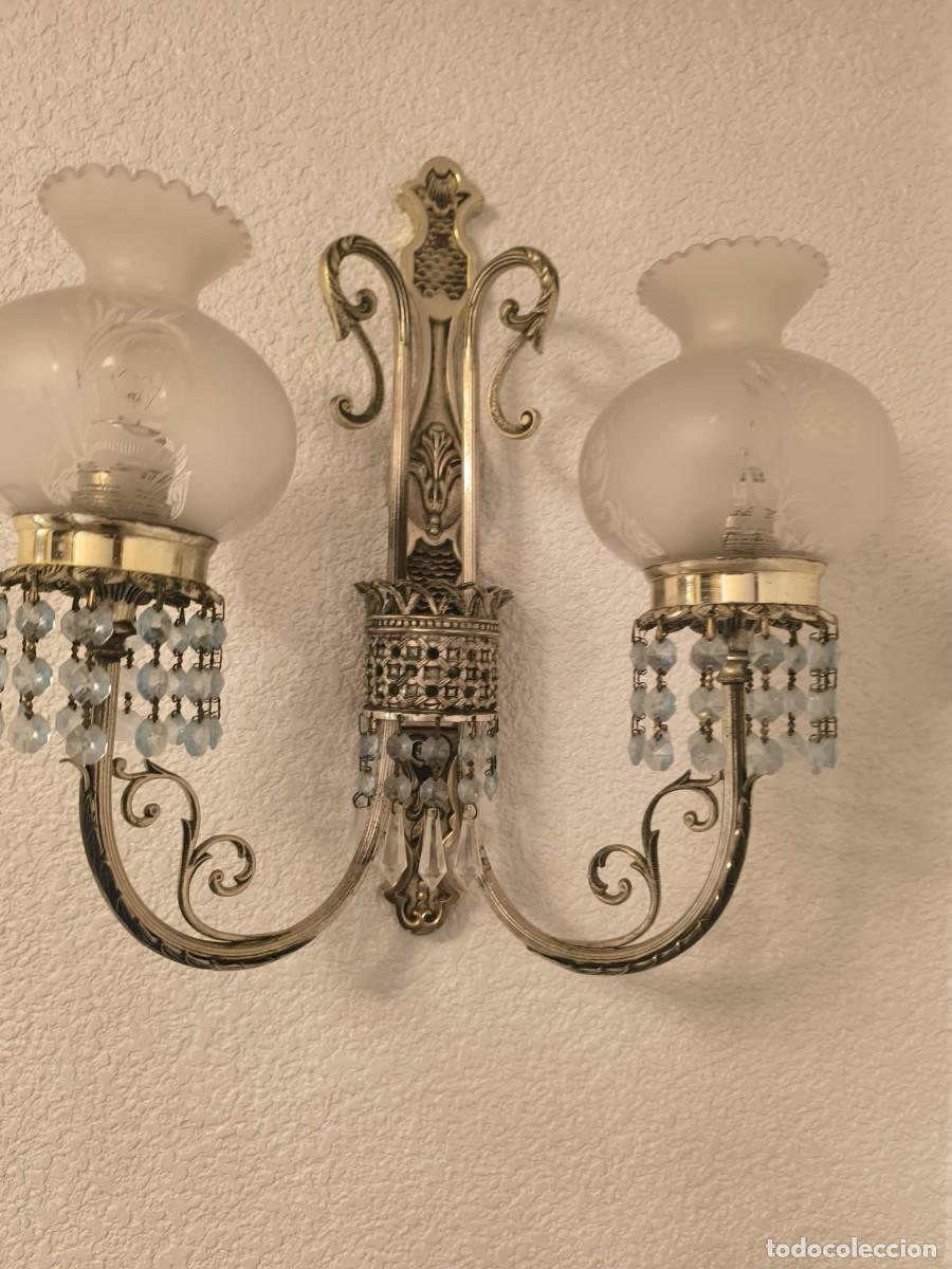 Antig&uuml;edades: APLIQUES DE PARED ANTIGUOS DE LATON - Foto 4
